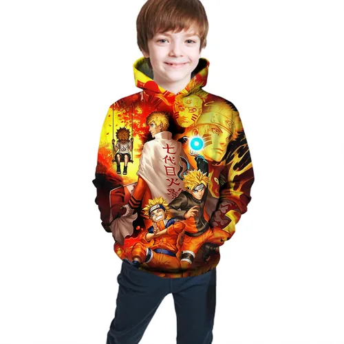 Vista 3 de Oboiti Sudadera con capucha de anime 3D, sudadera con capucha de bolsillo grande para niños y niñas