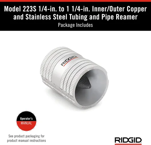 Vista 8 de RIDGID 29983 Modelo 223S 1/4" a 1-1/4" Escariador interior/exterior de cobre y acero inoxidable para tubos y tuberías, pequeño (Paquete de 12)