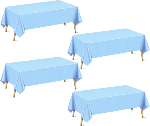 Vista 10 de Just Shimmer Mantel rectangular de 4 piezas, 54 x 72 pulgadas, color liso, impermeable y a prueba de derrames, mantel de fiesta duradero