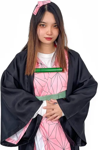 Vista 8 de Disfraz de anime para cosplay vestido tipo kimono conjunto completo con boquilla y ropa de pelo