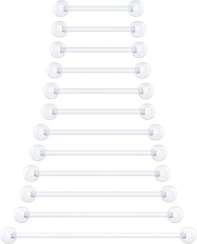 Vista 20 de Anillos de plástico para pezón – Anillos de lengua transparentes – Piercing hipoalergénico recto Bioflex
