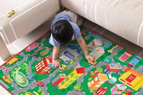 Vista 5 de Beetoy - Alfombra de coche de 31.5 x 67 pulgadas, alfombra de juego con carreteras para niños Portátil, antideslizante, alfombra educativa