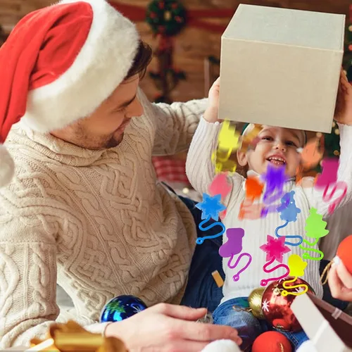 Vista 7 de 42 piezas de juguetes de manos adhesivas de Navidad para niños y niñas, estilos de Navidad, juguetes elásticos para rellenos de calcetines