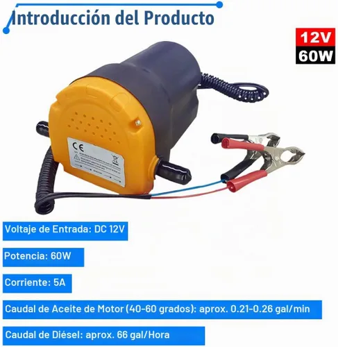 Vista 3 de Extractor de bomba de cambio de aceite, bomba de transferencia de fluidos de 12 V 60 W, extractor de bomba de aceite/diésel con manguera, cambiador