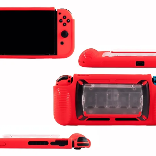 Vista 6 de YUFANLI Protective Case for Nintendo Switch, Grip Case with Game Storage, Nintendo Switch with Stand, Nintendo Switch Cover