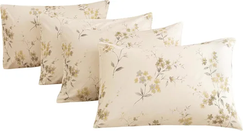 Vista 36 de ECOCOTT Juego de 2 fundas de almohada florales de tamaño estándar, 100% algodón lavado con cierre de sobre, fundas de almohada estampadas de flores