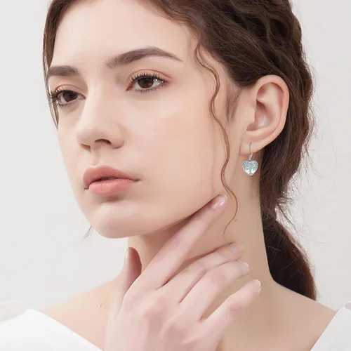 Vista 234 de Aretes colgantes con forma de lágrima de filigrana de piedra lunar de plata de ley 925 con cierre de palanca para mujer, regalos de joyería