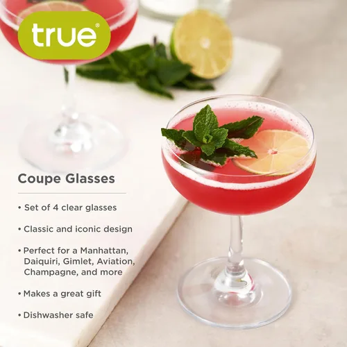 Vista 2 de Vaso True Coupe, Copas de Martini para Fiesta de Cóctel, Perfecto para Espresso Martini, Manhattan, Champán, Elegante Cristalería de 7 oz para Bares