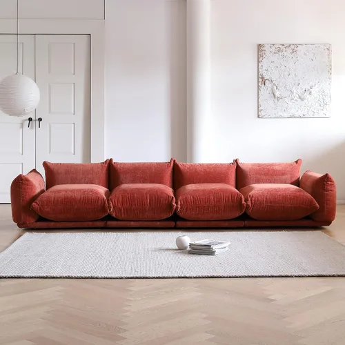 Vista 13 de WJShome - Sofá seccional modular, sofá de chenilla de 264 cm de lana minimalista, sofá convertible de 3 plazas, sofá de sala de estar ancho