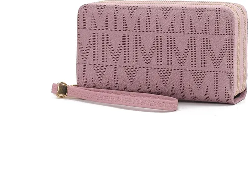 Vista 79 de MKF Collection Mia K - Cartera de pulsera para mujer, pequeña cartera de cuero vegano para tarjetas de crédito con cremallera y bolsillo