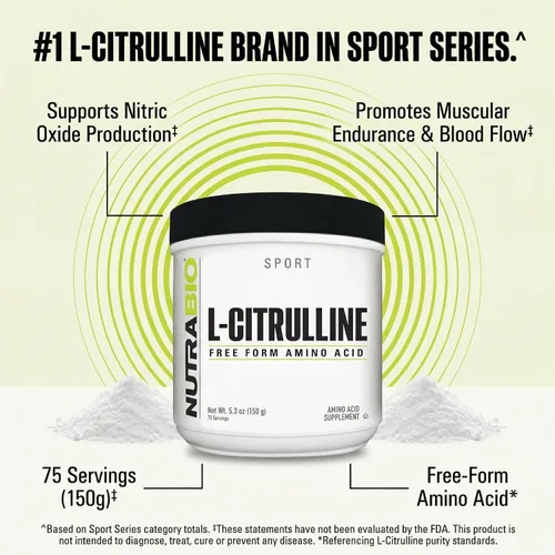 Vista 6 de NutraBio L-citrulina, aminoácido de forma libre, 5.3 oz (150 g)