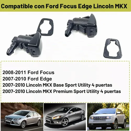 Vista 2 de Boquilla de lavado de parabrisas delantero de repuesto para Ford Focus 2007-2011 Ford Edge 2007-2010 Lincoln MKX 2007-2010 Kit de chorro