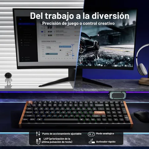Vista 6 de Keychron K4 HE - Teclado mecánico inalámbrico compacto 96% con efecto Hall con teclado numérico, interruptor magnético, activación rápida, RGB