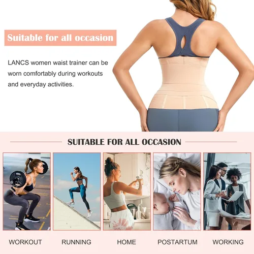 Vista 6 de LANCS Entrenador de cintura 2 en 1 para mujer, cintura de grasa del vientre inferior, faja moldeadora de cintura posparto