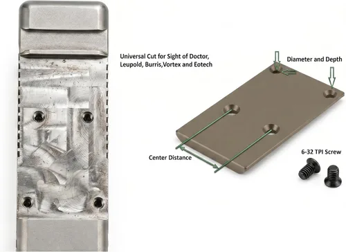 Vista 3 de GOTICAL RMR Cover Plate for Glock 17 19 26 Cut Slides, Aluminum Black Finish Placa de bandera de tierra oscura