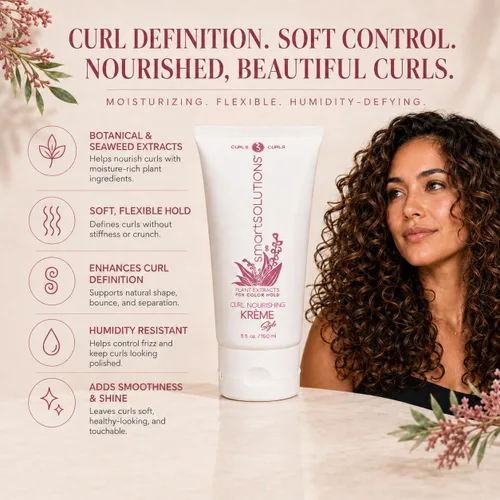 Vista 2 de SMART SOLUTIONS Curl Nourishing Kreme, 5 oz. Curl Defender Desafía la humedad Repone nutrientes