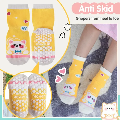 Vista 3 de 12 pares de calcetines antideslizantes de algodón para bebés, niños y niñas