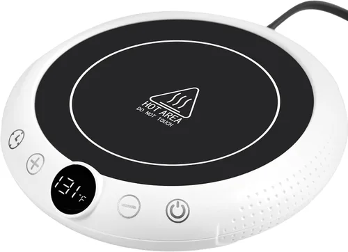 Vista 9 de Calentador de taza de café, calentador eléctrico de tazas para escritorio, plato calentador de velas con pantalla de temperatura, ajuste de 8