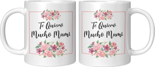 Vista 2 de Coveted Goods Te Quiero Mucho Mami Taza – Regalo para el Día de la Madre Española para Mamás Latinas – Taza de café de cerámica blanca de 11 oz