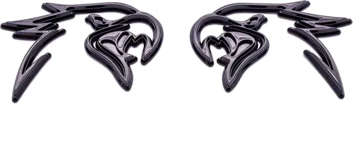 Vista 2 de Auto Pro Accessories - Emblema personalizado HELLHAWK para puerta de guardabarros Trackhawk Grand Cherokee, cabeza estilo Hellcat (negro brillante)