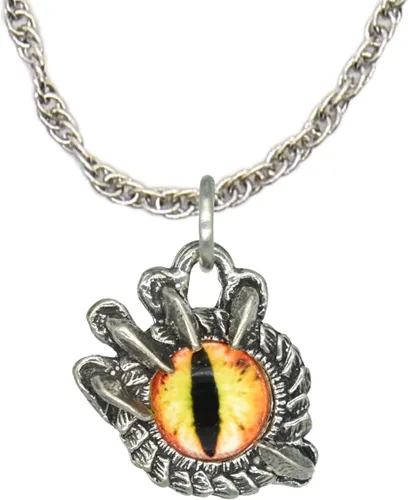 Vista 31 de Collar con colgante gótico, dragón de fantasía, Yin Yang, nórdico vikingo para regalo, estaño, cobre, oro, incluye cadena de plata de 24 pulgadas