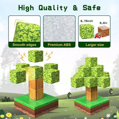 Vista 4 de Juguetes de Bloques Magnéticos, Juguetes de Construcción Magnética 3D Conjunto de Juego de Bloques, 100 Piezas de Juguetes de Construcción