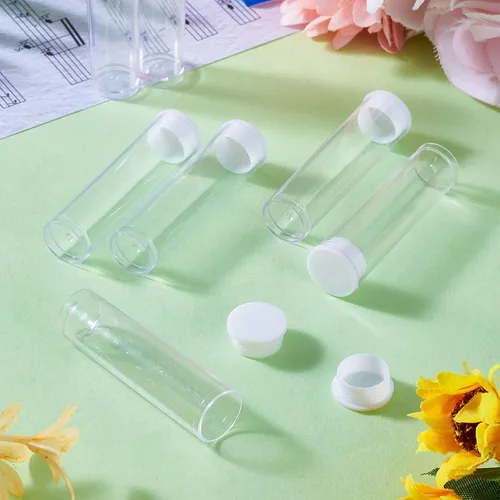 Vista 7 de Craftdady Juego de 100 tubos de almacenamiento vacíos de plástico transparente transparente pequeños con cuentas, botellas de prueba, cajas