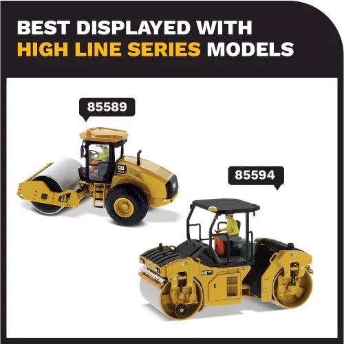 Vista 7 de Diecast Masters Compactador vibratorio Caterpillar CB-13 a escala 1:50 con cabina cerrada Camiones Cat Series High Line y equipos de construcción