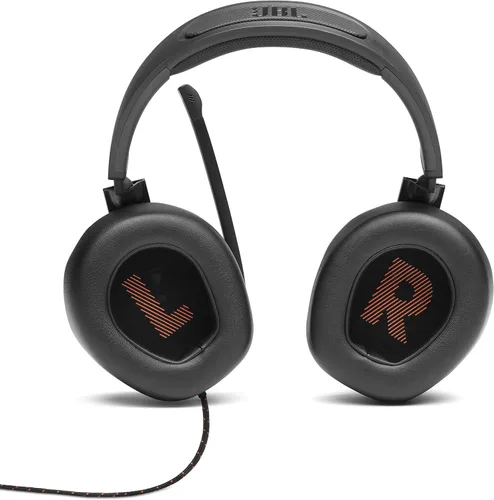Vista 3 de JBL Quantum 200 - Auriculares para juegos con cable sobre la oreja con micrófono abatible direccional de enfoque de voz y almohadillas de espuma