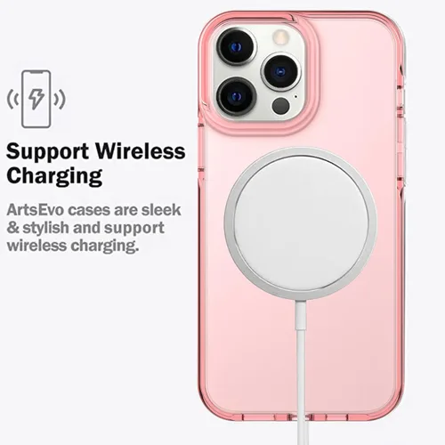 Vista 5 de ArtsEvo Diseño transparente a prueba de golpes para iPhone 14 Pro, protección certificada contra caídas de 6.6 pies, bordes elevados que protegen