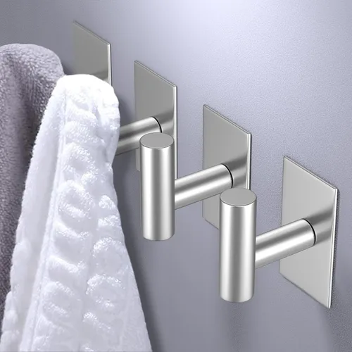 Vista 2 de VAEHOLD - Ganchos adhesivos de pared para toallas, resistentes, impermeables, de plata, para colgar abrigos, ropa, gancho de pared para armario