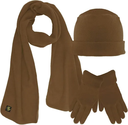Vista 10 de Juego de 3 piezas con gorro, bufanda y guantes de polar que combinan Beige