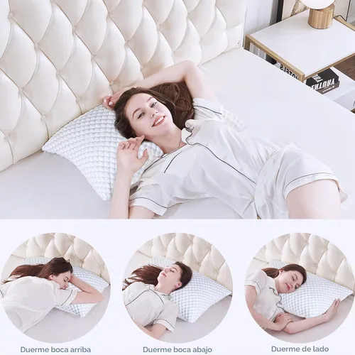 Vista 6 de OSBED Almohada refrescante de espuma viscoelástica triturada, tamaño estándar, loft ajustable con cuentas de gel y funda de Tencel transpirable