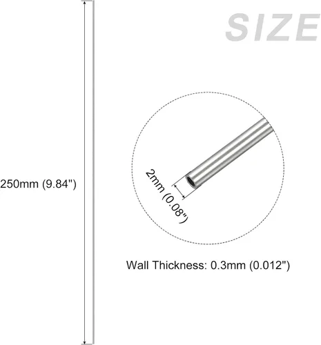 Vista 2 de METALLIXITY Tubo de acero inoxidable 316 (0.079 in de diámetro x 0.012 in de pared T x 9.843 in de largo), 3 piezas, tubo recto - para muebles