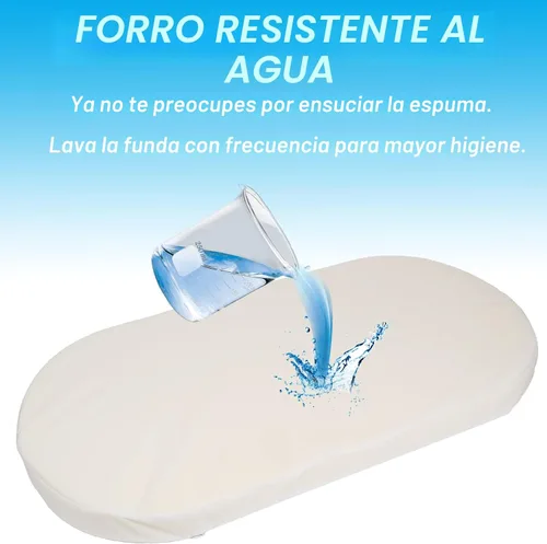 Vista 4 de Mecc ecoh Colchón para moisés de bebé, cubierta 100% transpirable, forro resistente al agua, ovalado de 29"x17"x2" pulgadas, se adapta al moisés