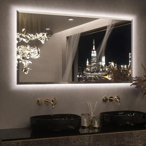 Vista 31 de Keonjinn - Espejo de 48x30 pulg retroiluminado LED para baño/tocador, luz de 3 colores ajustables blanca/cálida/natural, lúmenes altos, montaje