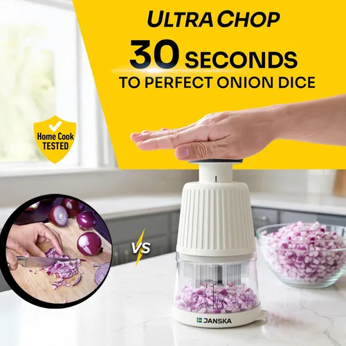 Vista 2 de UltraChop Push Picador de Alimentos y Vegetales, Cuchillas de Acero Inoxidable de Alta Resistencia, Diseño Duradero y Ergonómico, Picador