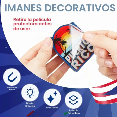 Vista 2 de Juego de 12 imanes para nevera con recuerdos de Puerto Rico