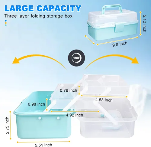 Vista 2 de Organizadores y almacenamiento de cajas de aparejos, organizadores y almacenamiento de manualidades de 10 pulgadas, caja de costura de tres capas