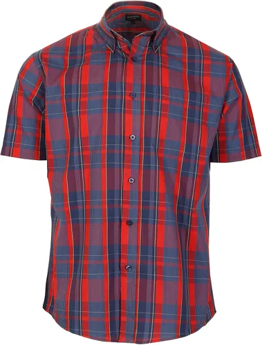 Vista 30 de Gioberti Men's Casual Plaid Button Down Short Sleeve Shirt 1162 - Royal / Negro / Gris