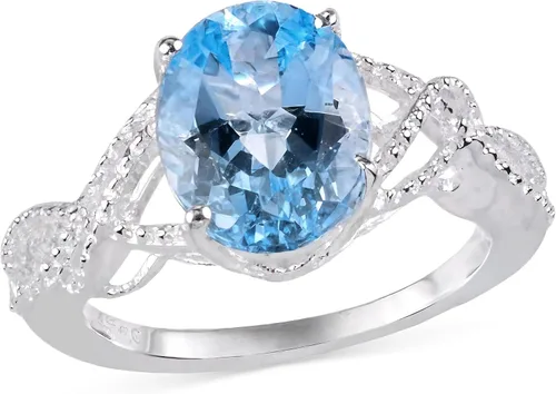 Vista 13 de Shop LC Blue Topaz Birthstone Ring for Women in 925 Sterling Silver Topacio azul