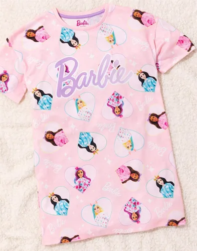 Vista 3 de Barbie Camisón de noche para niñas, pijama de manga corta con diseño de unicornio rosa