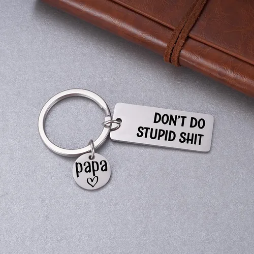 Vista 2 de Llavero con texto en inglés Mother to Kids Don't Do Stupid Stupid Stupid St para adolescentes, hija, hijo, graduación, San Valentín, regalos de mamá