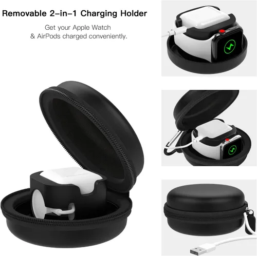 Vista 27 de MoKo Caja de almacenamiento compatible con Apple Watch Series 11/10/9/8/7/6/5/4/3/2/1/SE3/SE2/SE, funda protectora portátil de viaje para AirPods