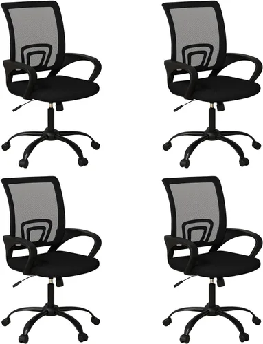 Vista 8 de Bonzy Home Juego de 2 sillas ergonómicas de oficina, sillas de sala de conferencias con ruedas, silla de escritorio de malla para computadora