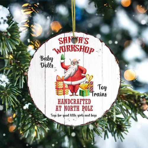 Vista 2 de Cheyan Divertido Taller de Papá Noel Adorno de porcelana de Navidad Decoraciones para el hogar Colgantes de Navidad Papá Noel Árbol de Navidad