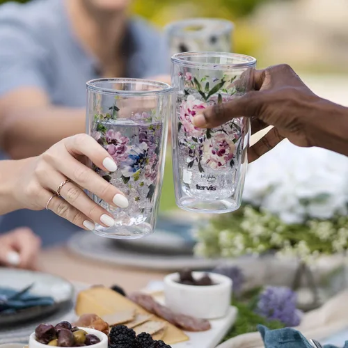 Vista 3 de Tervis Kelly Ventura Floral Vista Collection - Vaso aislado de doble pared hecho en Estados Unidos mantiene las bebidas frías y calientes, 16 onzas