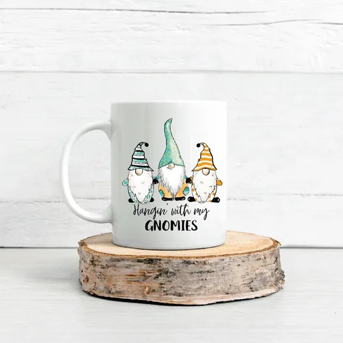 Vista 7 de Divertida taza de cerámica de gnomo, taza de café Hangin with my Gnomies, regalos para adultos, taza de café, día de San Valentín, cumpleaños