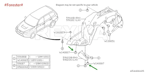 Vista 6 de Rexka 25 piezas de 0.394 in de agujero para parachoques de motor para guardabarros y rejillas compatibles con Subaru 909140007 Baja Forester Impreza