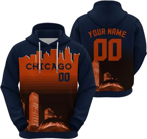 Vista 24 de Custom Football Hoodies City Night Skyline Personalized Sweatshirt Name Number Fan Gift Pullover for Men Women Youth